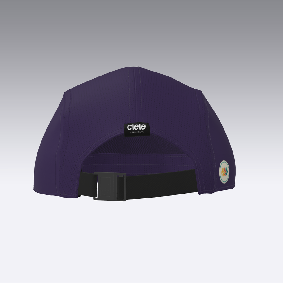 Foveō Running CLB Cap by Ciele Athletics in dark purple with adjustable strap, lightweight, reflective, breathable mesh for running in Canada