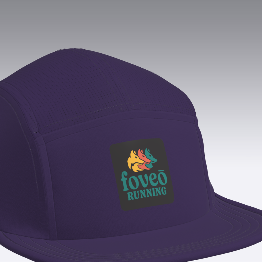 Foveō Running CLB Cap by Ciele Athletics in dark purple, lightweight, reflective, breathable running cap with COOLmatic mesh for outdoor use