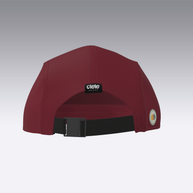 Foveō Running CLB Cap by Ciele Athletics in deep red with COOLmatic mesh, lightweight, reflective, machine washable running cap from Canada