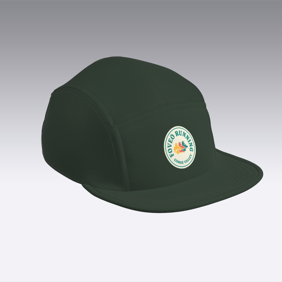 Foveō Running CLB Cap by Ciele Athletics in dark green, lightweight breathable running cap with reflective and packable COOLmatic mesh for outdoor use