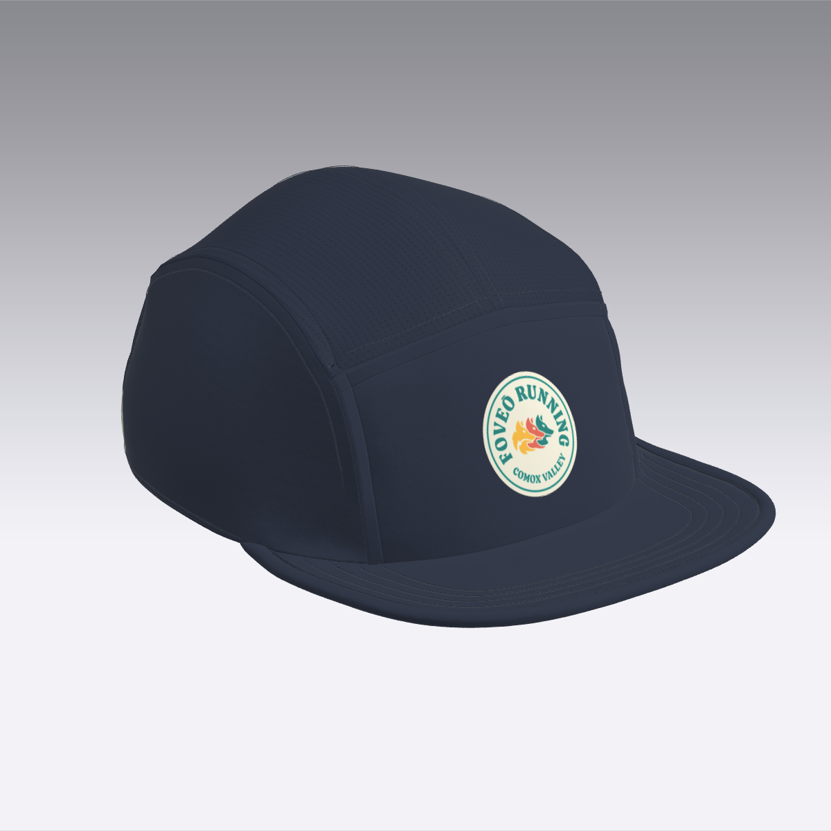 Foveō Running CLB Cap by Ciele Athletics in dark blue with breathable COOLmatic mesh, lightweight, reflective, machine washable, packable for running and outdoor use