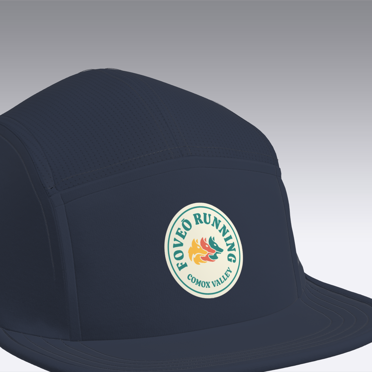Foveō Running CLB Cap by Ciele Athletics in navy blue with COOLmatic mesh, lightweight, reflective, machine washable running headwear ideal for trail use