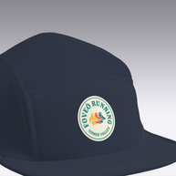 Foveō Running CLB Cap by Ciele Athletics in navy blue with COOLmatic mesh, lightweight, reflective, machine washable running headwear ideal for trail use