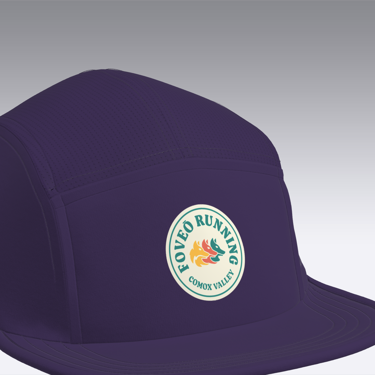 Foveō Running CLB Cap by Ciele Athletics in dark purple with breathable mesh, lightweight, reflective, packable running headwear