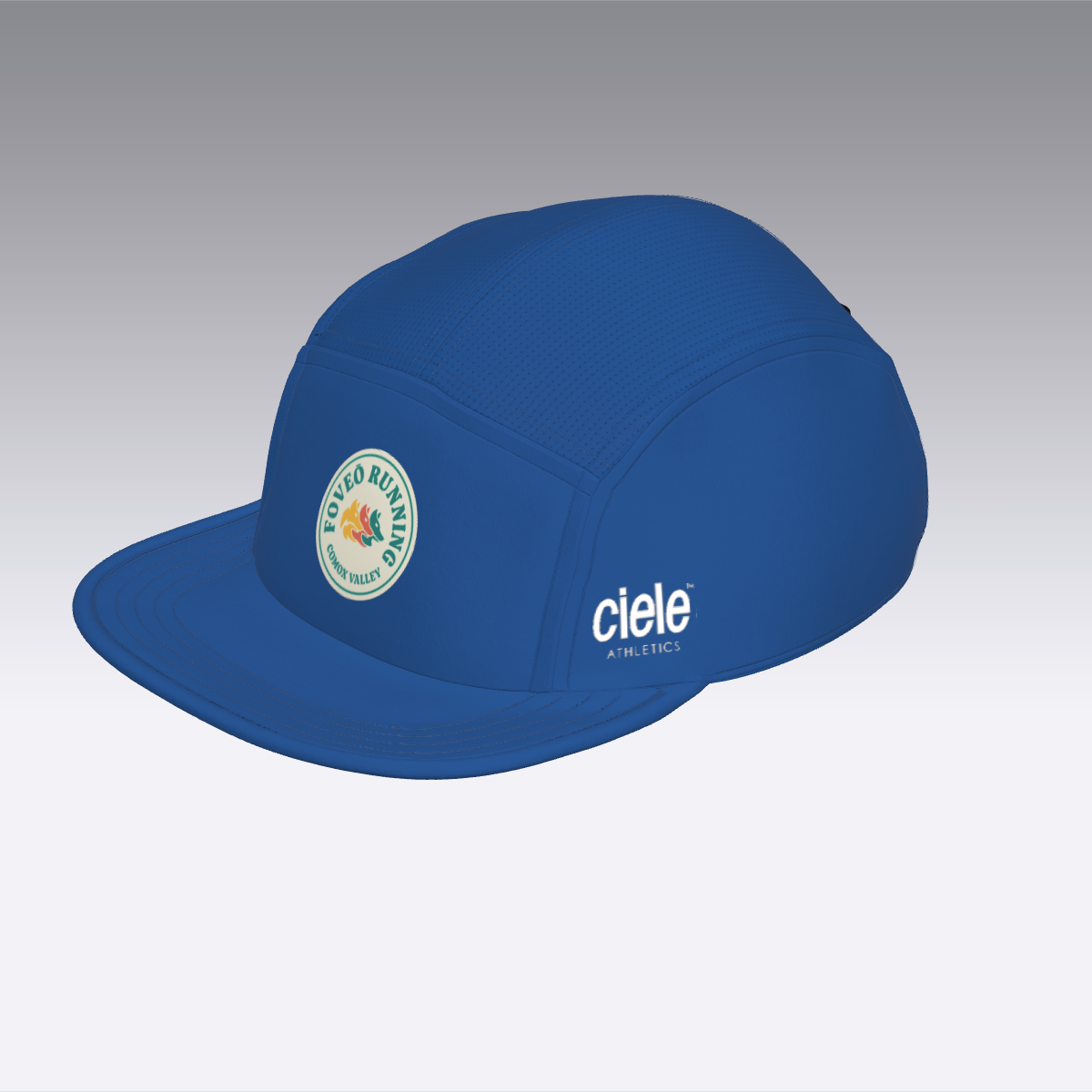 Foveō Running CLB Cap by Ciele Athletics in blue with COOLmatic mesh, lightweight, reflective, packable, machine washable for running and outdoor use