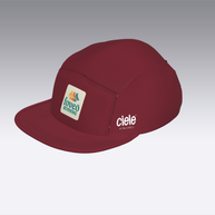Foveō Running CLB Cap by Ciele Athletics in maroon with reflective, lightweight, breathable COOLmatic mesh, packable running headwear
