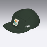 Foveō Running CLB Cap by Ciele Athletics in dark green, lightweight, reflective, machine washable running cap with breathable COOLmatic mesh for trail running