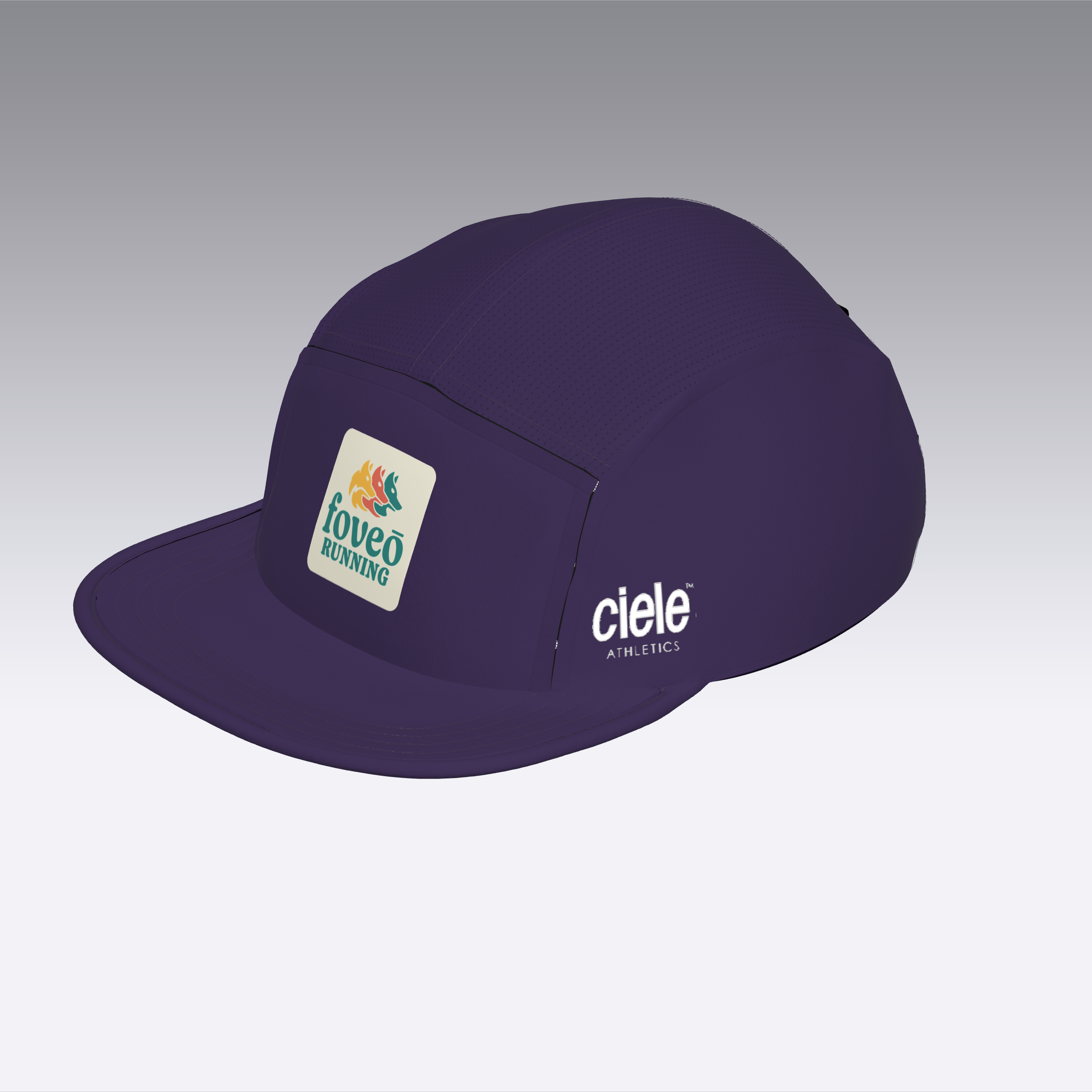 Foveō Running CLB Cap by Ciele Athletics in dark purple with reflective, lightweight, breathable mesh, machine washable, packable for running and outdoor use