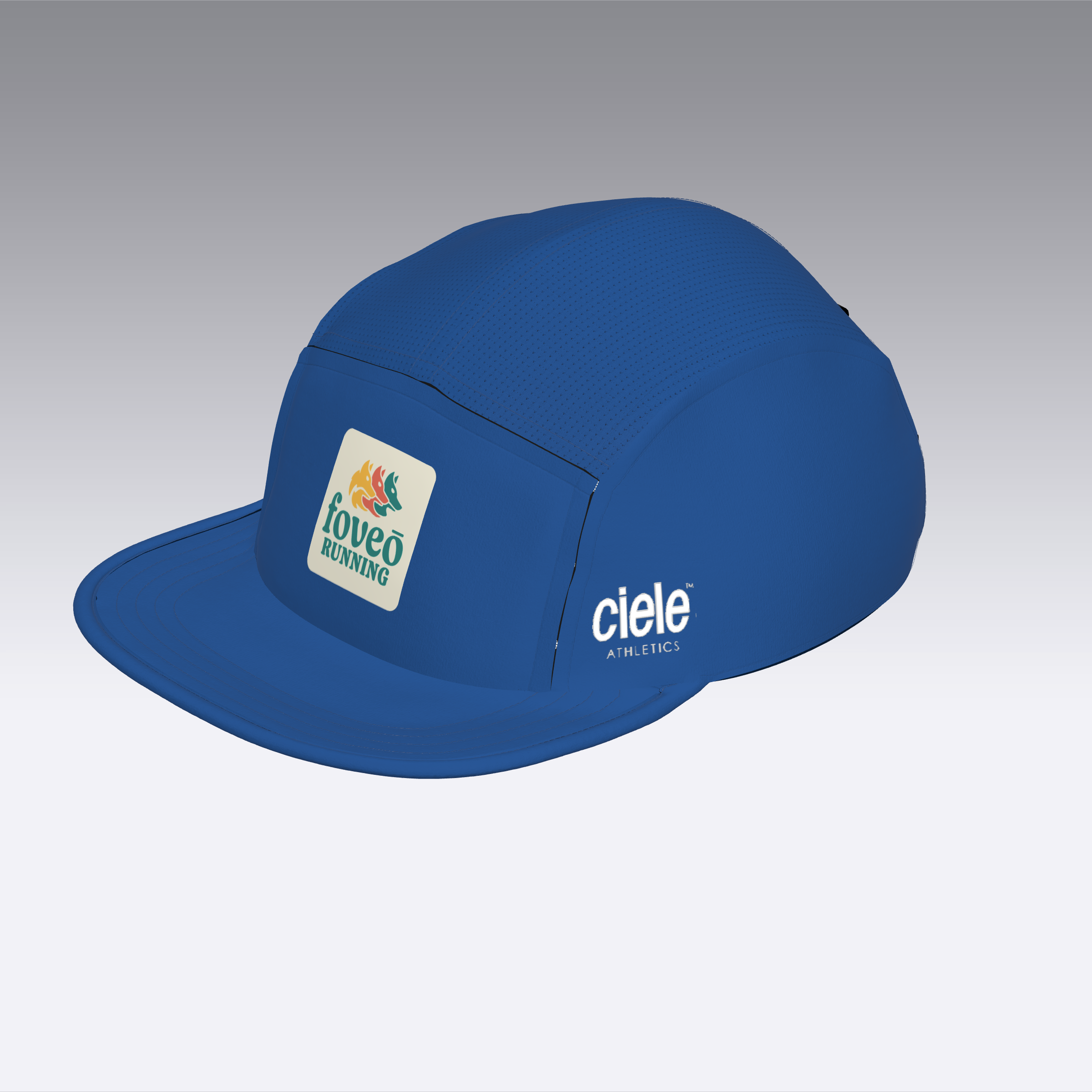 Foveō Running CLB Cap by Ciele Athletics in blue with reflective, lightweight, breathable COOLmatic mesh, packable running headwear