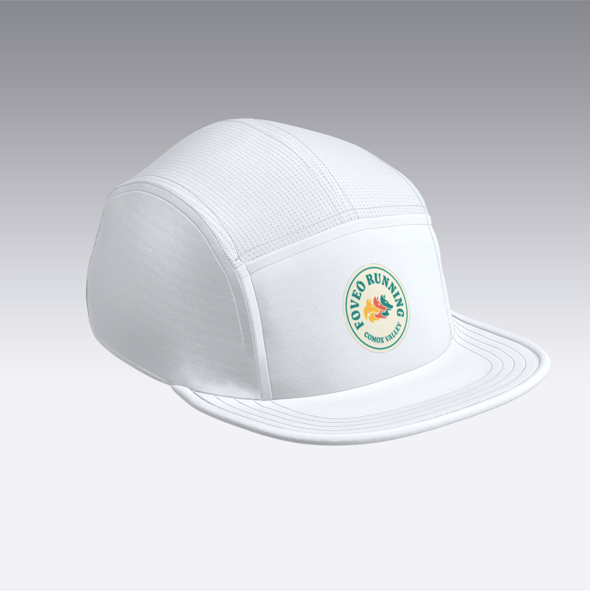 Foveō Running CLB Cap by Ciele Athletics in white with reflective, lightweight, breathable mesh, machine washable for running and outdoor use