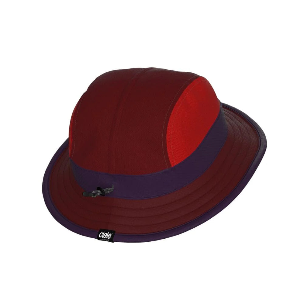 BKTHat - Standard by Ciele in red and purple lightweight bucket hat with sun protection and performance features for running and outdoor use