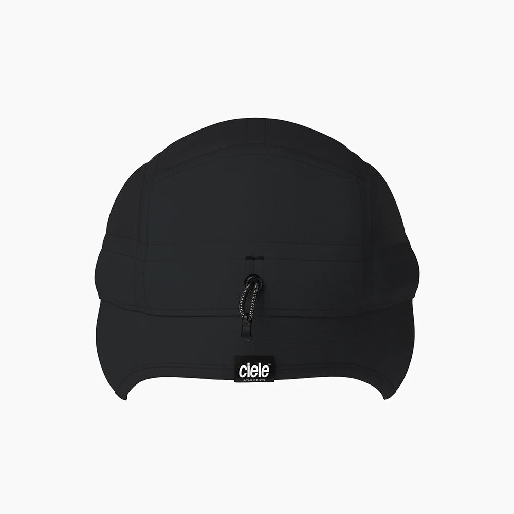 FLTCap WND - Ultra Iconic by Ciele in black with fold-away ear flaps, cold weather headwear designed for running and outdoor use in Canada