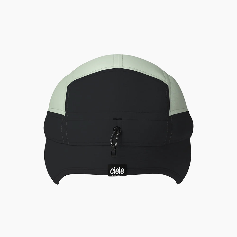 FLTCap WND - Ultra Iconic by Ciele in black and light green cold weather headwear with fold away ear flaps for icy conditions