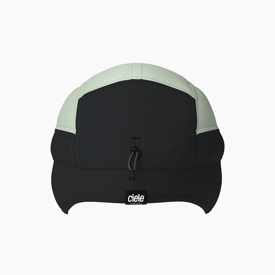 FLTCap WND - Ultra Iconic by Ciele in black and light green cold weather headwear with fold away ear flaps for icy conditions