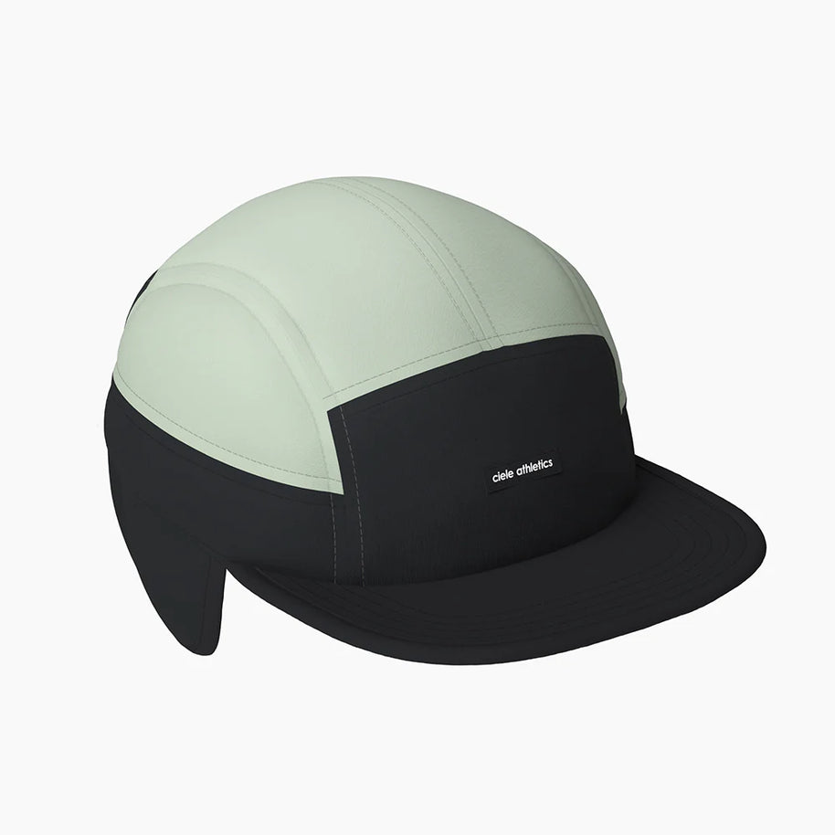 FLTCap WND - Ultra Iconic by Ciele in light grey and black with fold-away ear flaps for cold weather running and outdoor use