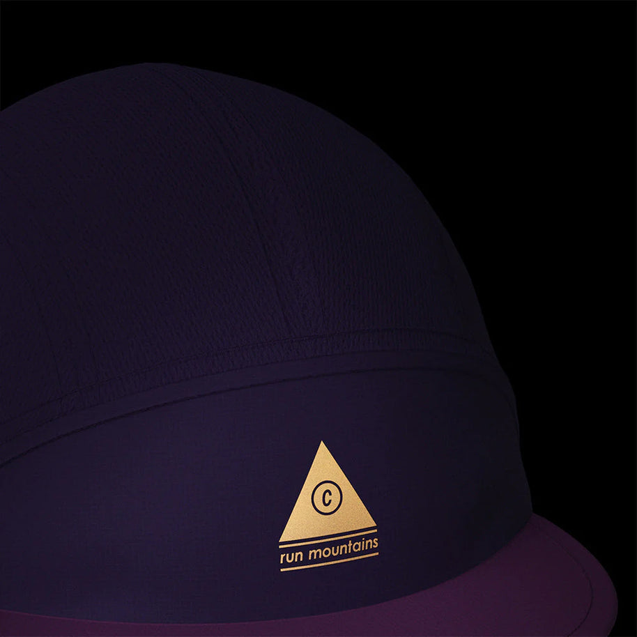 FSTCap 2 - Run Mountains SM by Ciele in dark purple with cycling-inspired brim, low profile lightweight running cap from Canada