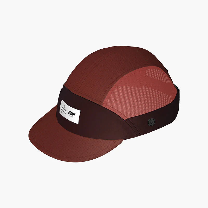 FSTCap SC - ZOF by Ciele in brown and dark red, low profile cycling-inspired brim cap designed for running and outdoor use in Canada