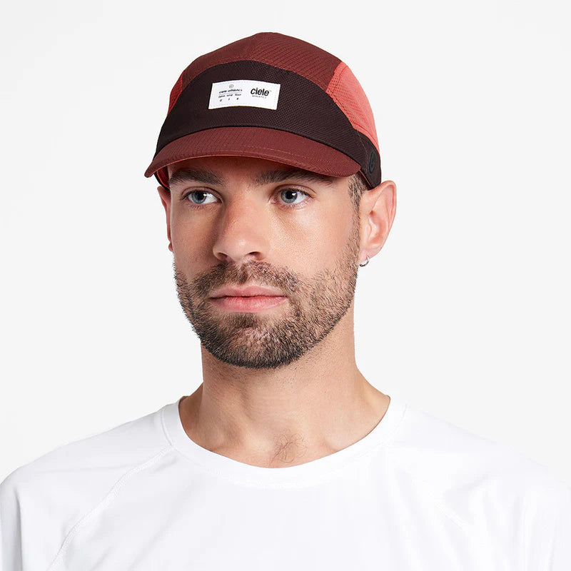 FSTCap SC - ZOF by Ciele in rust and black, low profile cycling-inspired brim hat for running and outdoor use in Canada
