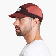 FSTCap SC - ZOF by Ciele in red and dark burgundy lightweight cycling inspired brim cap for men and women running apparel