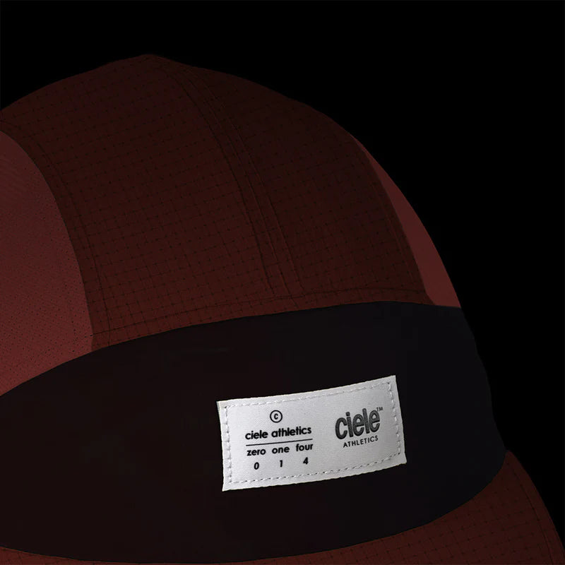 FSTCap SC - ZOF by Ciele in dark red and black with cycling-inspired brim, low profile headwear for running and outdoor use