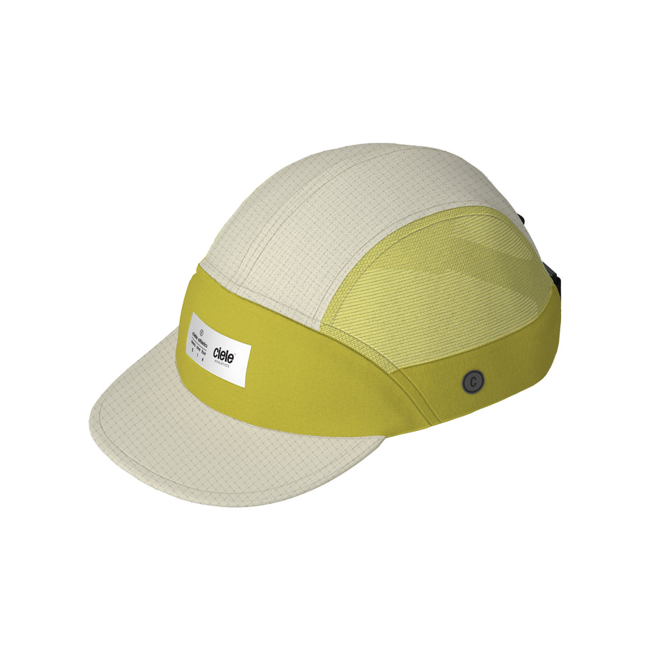 FSTCap SC - ZOF by Ciele in beige and green, low profile cycling-inspired brim, lightweight headwear for running and outdoor use in Canada