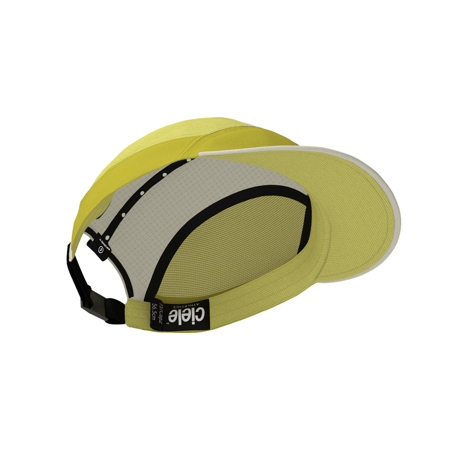 FSTCap SC - ZOF by Ciele in yellow and grey, low-profile cycling-inspired brim, lightweight headwear for running and outdoor use