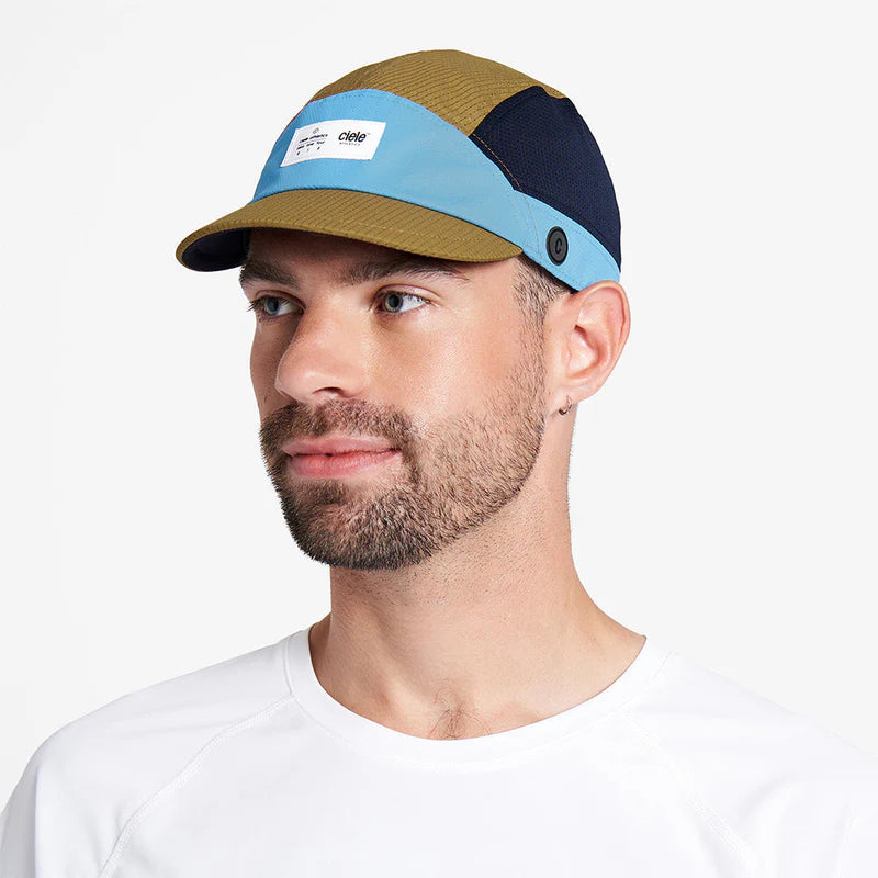 FSTCap SC - ZOF by Ciele in blue, navy, and olive with low profile cycling brim, lightweight headwear for running and outdoor use in Canada
