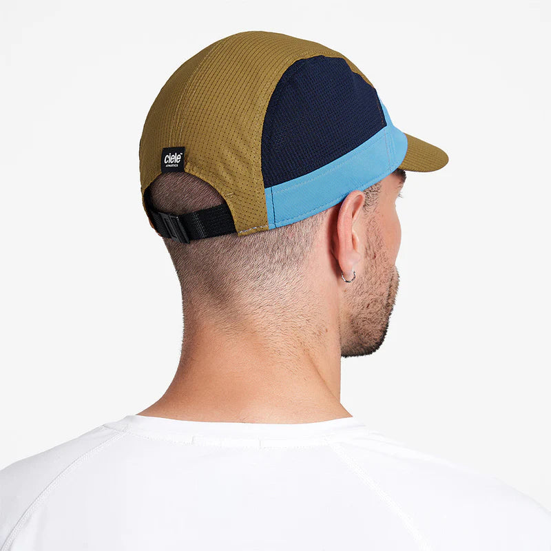 FSTCap SC - ZOF by Ciele in brown, navy, and blue low-profile running cap with cycling-inspired brim for outdoor use