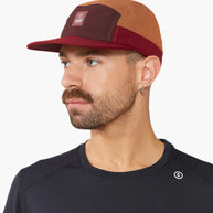 GOCap - C Plus Box by Ciele in burgundy and brown, lightweight soft brim running cap, reflective and machine washable, ideal for running and races