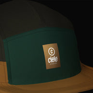 GOCap - C Plus Box by Ciele in brown and dark green, lightweight soft brim run cap with reflective details, machine washable for running use