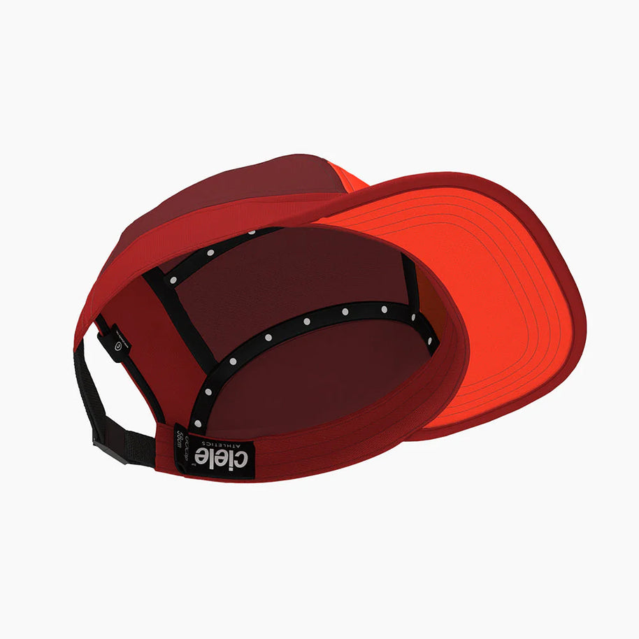 GOCap - C Plus Box by Ciele in red and orange lightweight soft brim running cap with reflective details, machine washable for outdoor running