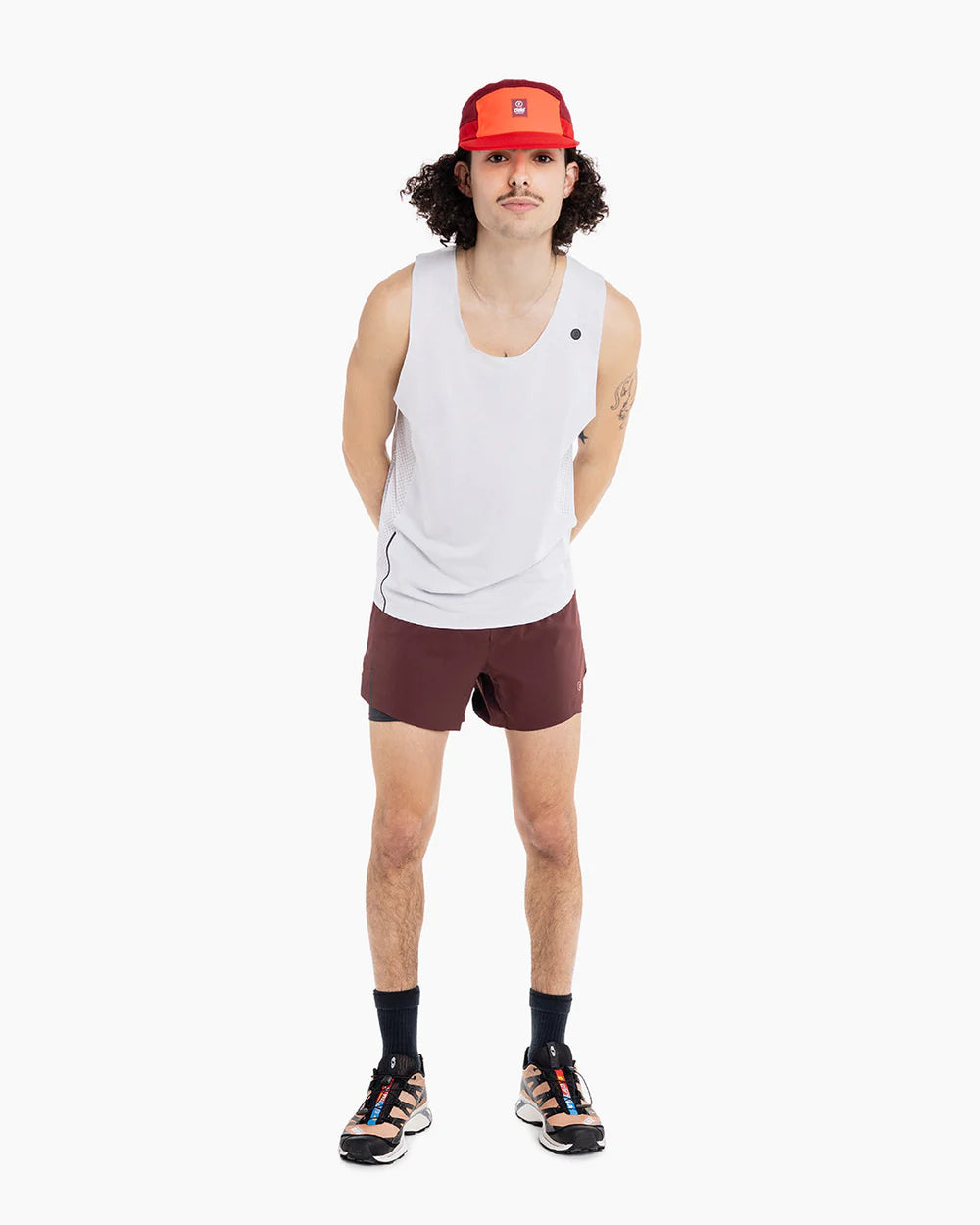 GOCap - C Plus Box by Ciele in red and orange soft brim run cap, lightweight, reflective, machine washable for running and outdoor use