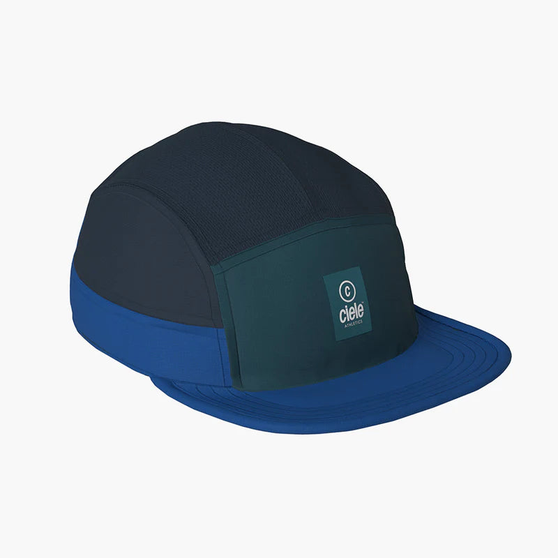 GOCap - C Plus Box by Ciele in blue and dark green lightweight soft brim run cap with reflective details for running and outdoor use