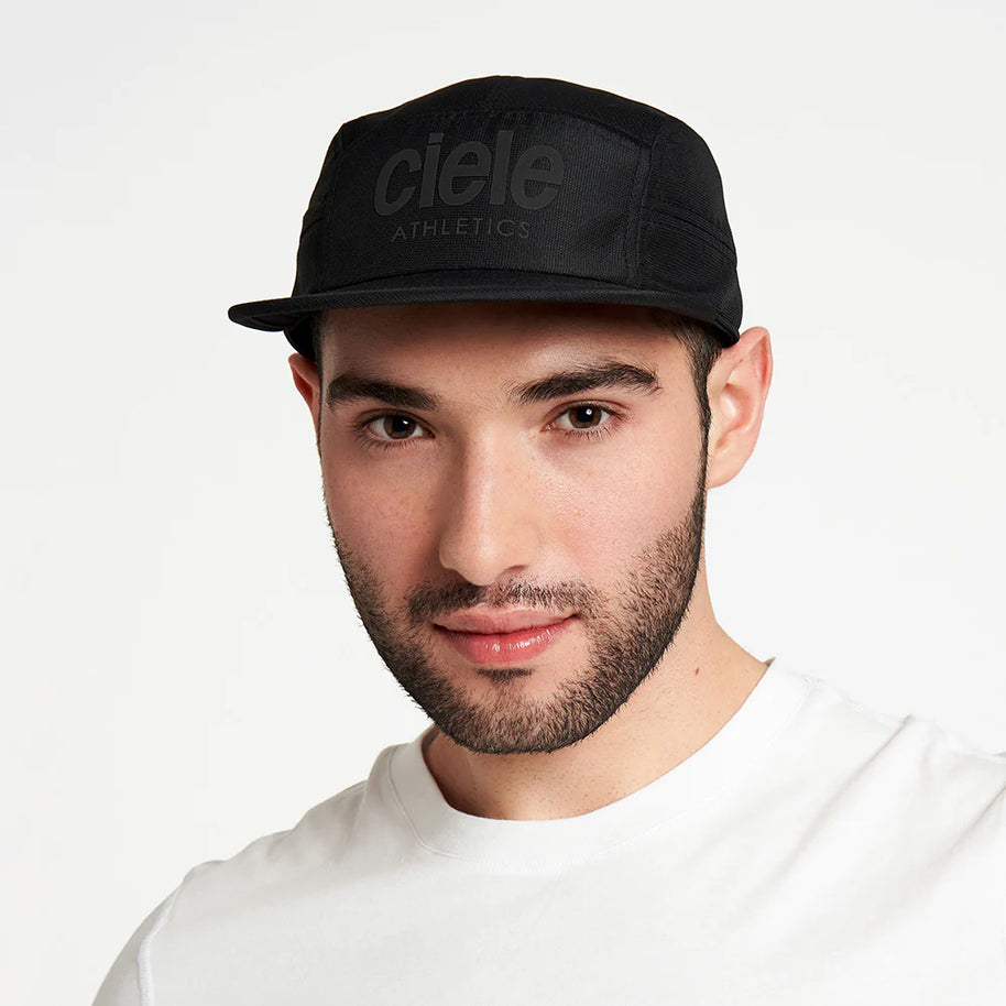 GOCap - Athletics by Ciele in black, lightweight running cap with breathable Repreve fabric, designed for men and women runners