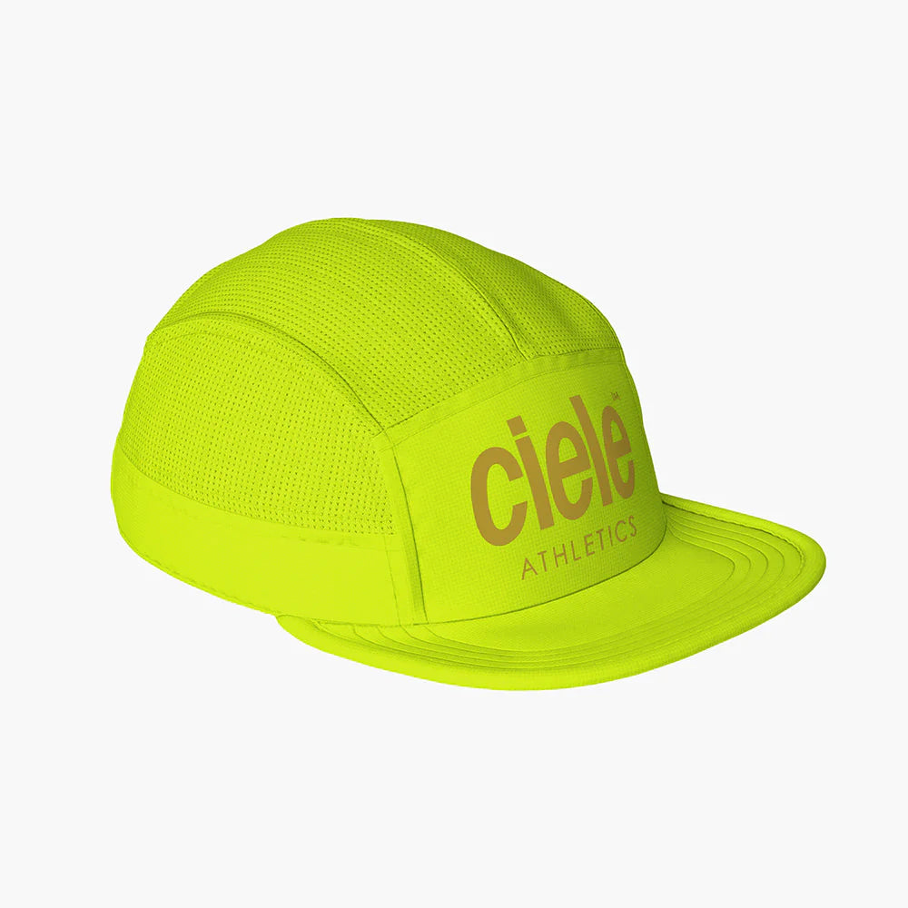 GOCap - Athletics by Ciele in bright yellow with breathable mesh, lightweight running cap made from recycled fabric for outdoor use