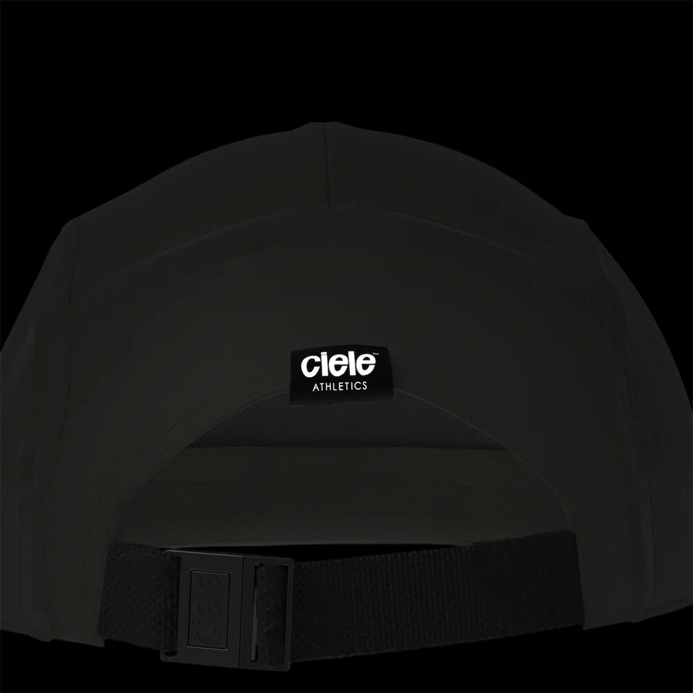GOCap - Athletics by Ciele in black with adjustable strap, lightweight running cap made with sustainable repreve fabric for runners