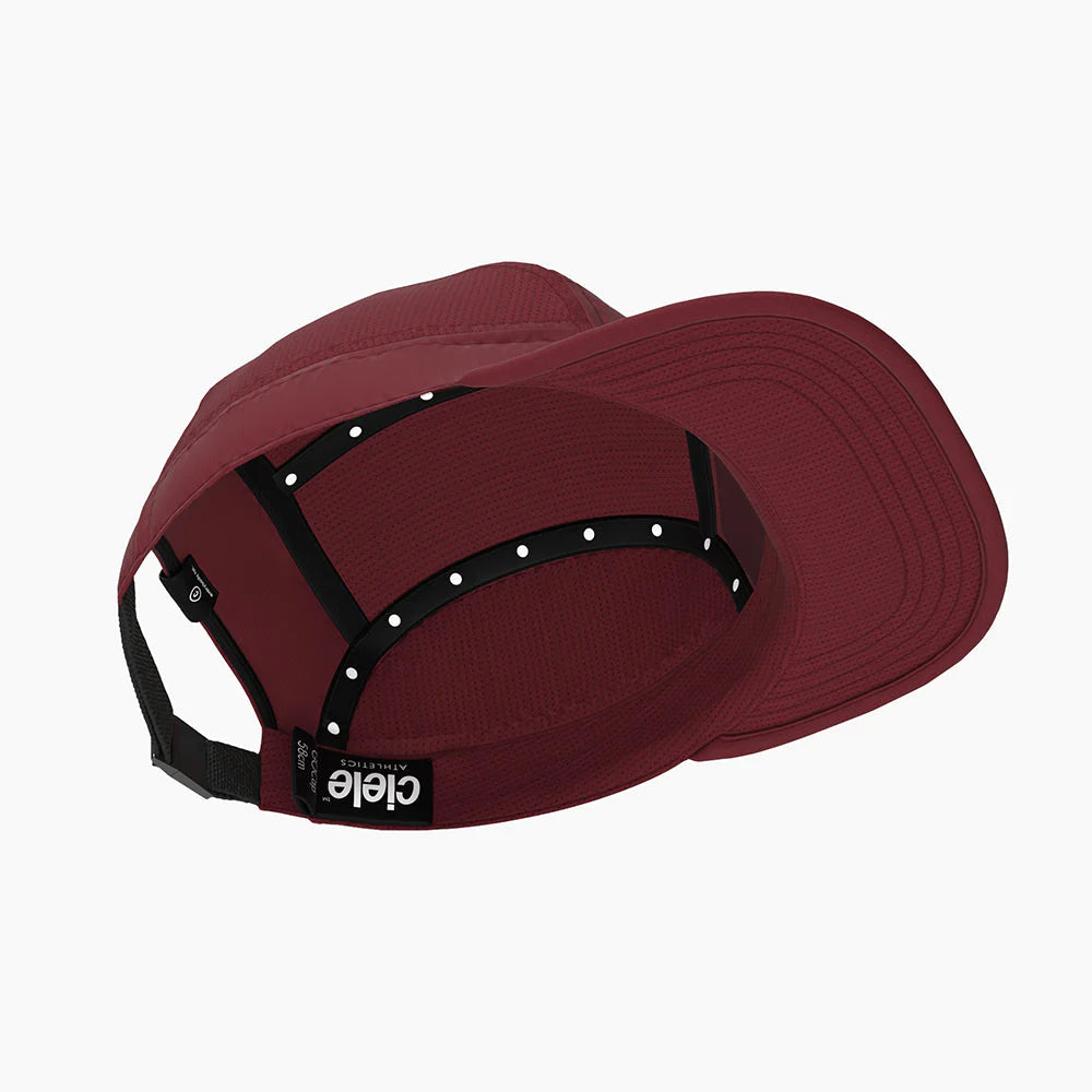GOCap - Athletics by Ciele in deep red with adjustable strap, breathable lightweight running cap made with sustainable materials for outdoor use