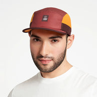 GOCap SC - C Plus Box by Ciele in maroon and yellow with SOFTcurve pre-curved brim for long distance running comfort and sun protection