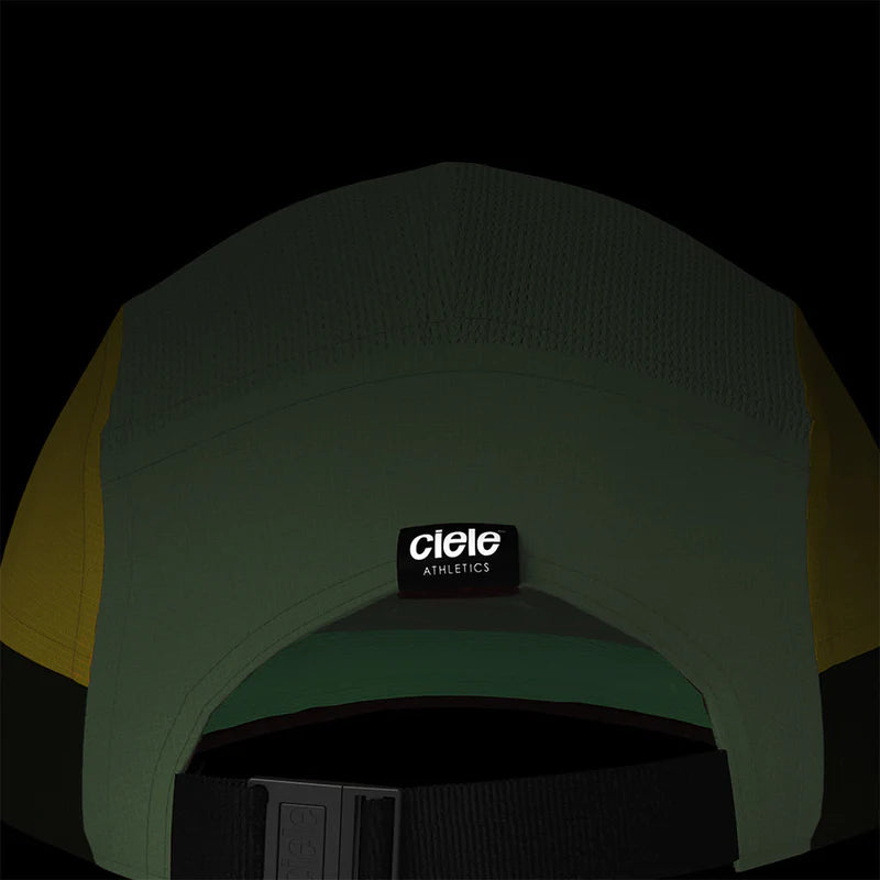 GOCap SC - C Plus Box by Ciele in dark green and mustard with SOFTcurve brim, lightweight running cap for long distance comfort