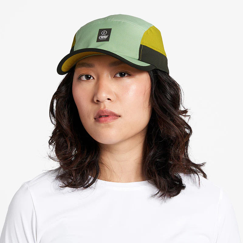 GOCap SC - C Plus Box by Ciele in green yellow and black with SOFTcurve pre-curved brim for long distance running comfort and sun protection