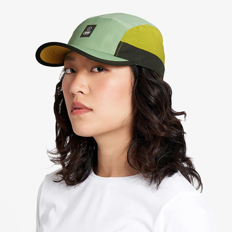 GOCap SC - C Plus Box by Ciele in green, yellow, and black with SOFTcurve pre-curved brim for running and outdoor comfort
