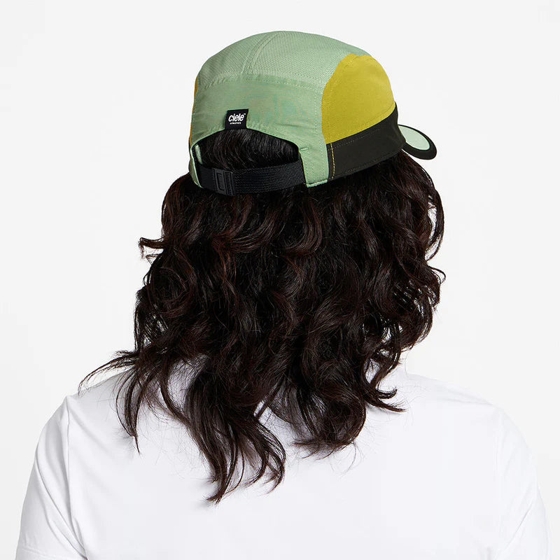 GOCap SC - C Plus Box by Ciele in green and yellow with SOFTcurve brim, lightweight running cap ideal for long distance comfort and outdoor use