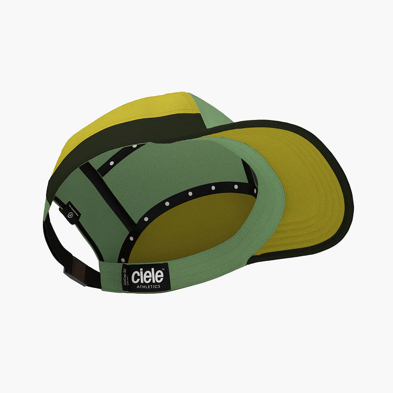 GOCap SC - C Plus Box by Ciele in green and yellow with SOFTcurve brim for long distance comfort running and outdoor use