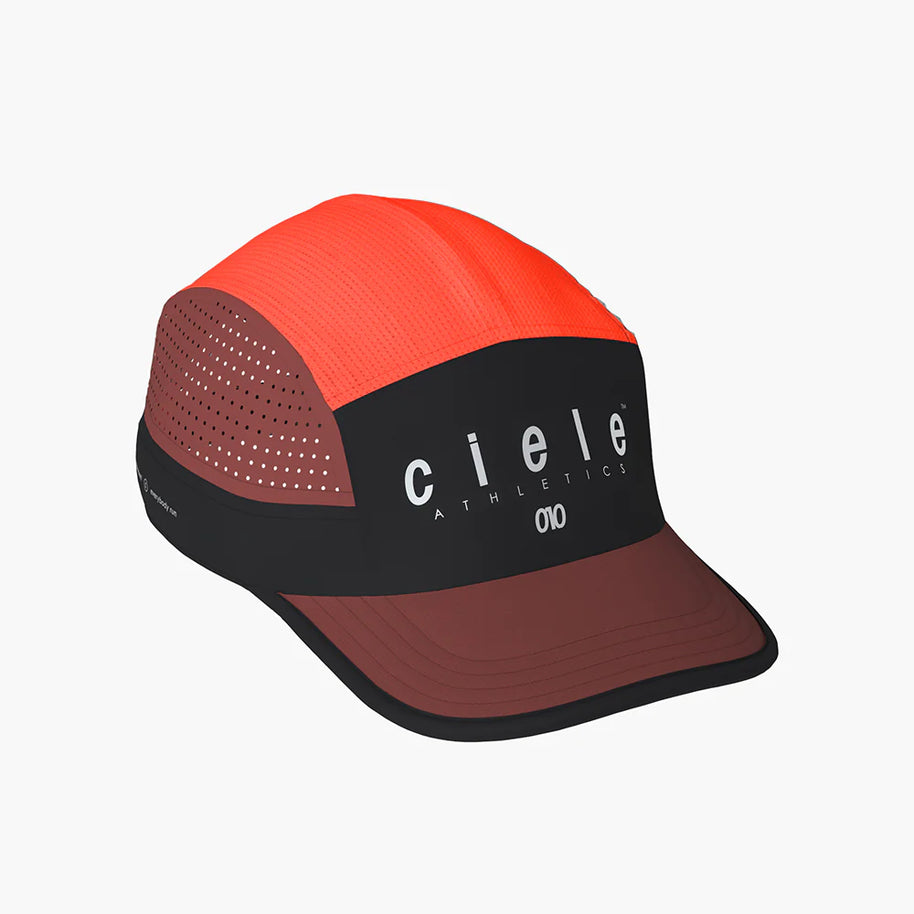 GOCap SC - Decade by Ciele in red and brown with SOFTcurve brim, lightweight headwear designed for long-distance running comfort in Canada