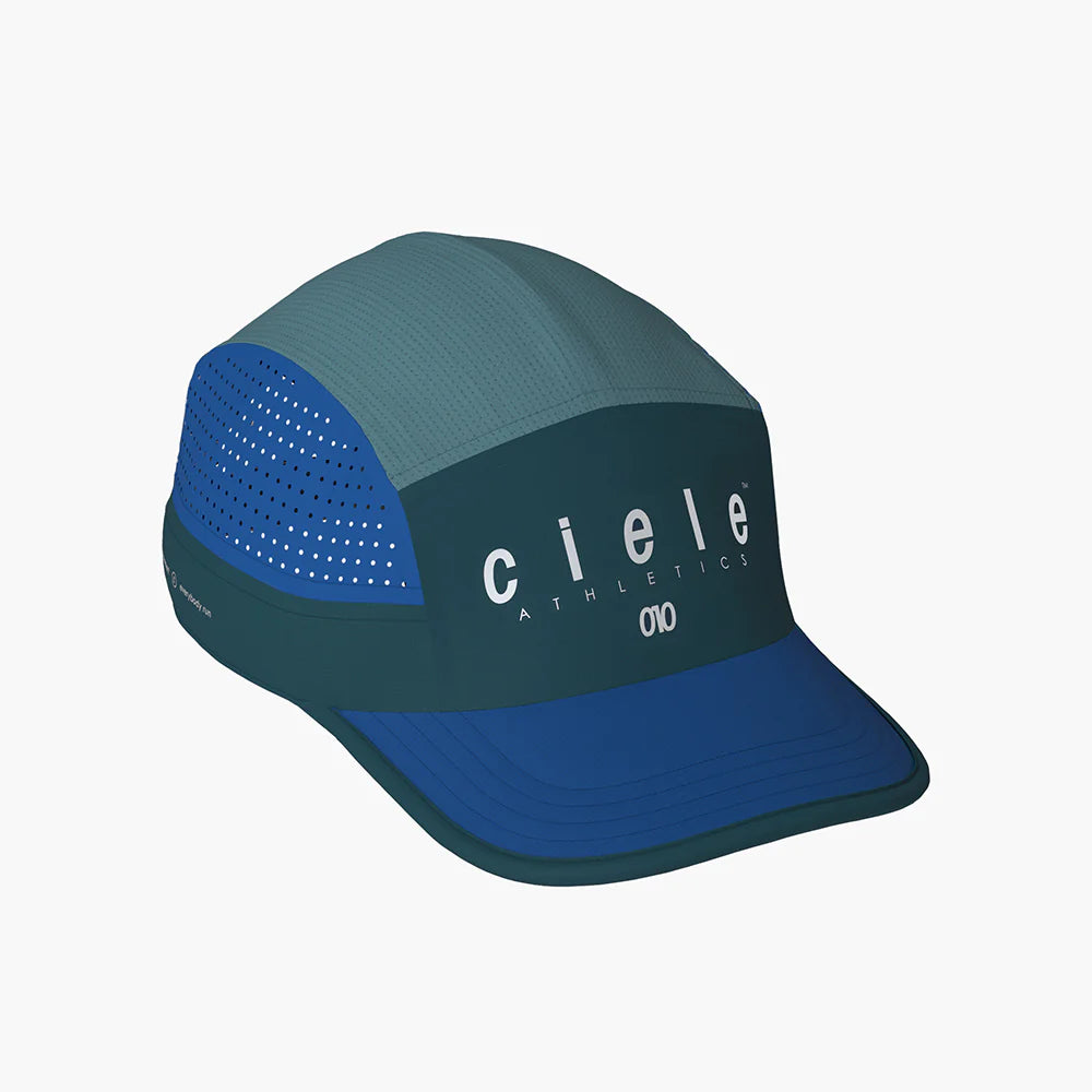 GOCap SC - Decade by Ciele in blue and teal with SOFTcurve pre-curved brim, lightweight headwear for running and outdoor comfort