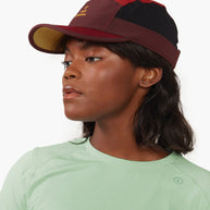 GOCap SC - Iconic Pyramid by Ciele in red, black and yellow with SOFTcurve brim, designed for long-distance running comfort and protection