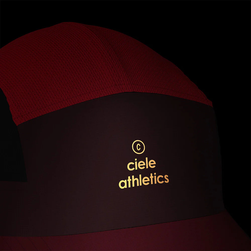GOCap SC - Iconic Pyramid by Ciele in dark red with SOFTcurve brim, lightweight performance running cap for long-distance comfort and protection