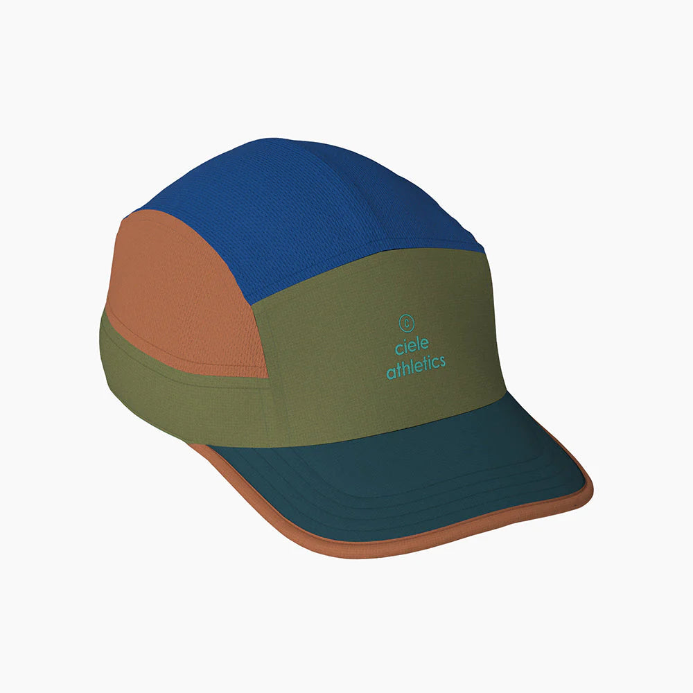 GOCap SC - Iconic Pyramid by Ciele in blue, green, and brown with SOFTcurve brim for long-distance running protection and comfort in Canada