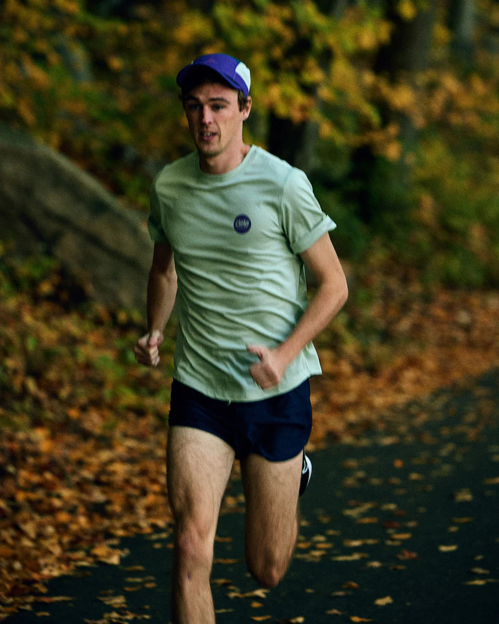 GOCap SC - Iconic Pyramid by Ciele in purple and green with SOFTcurve pre-curved brim for long-distance running comfort and protection