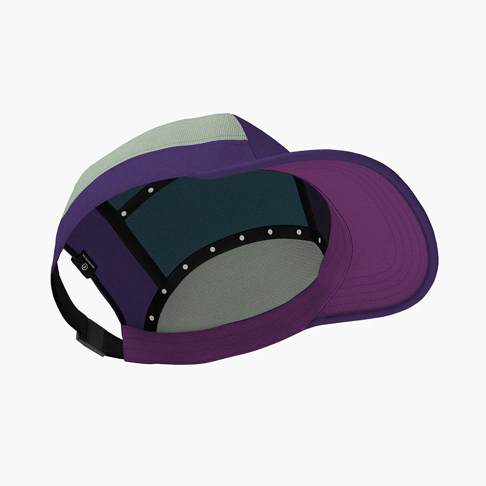 GOCap SC - Iconic Pyramid by Ciele in purple and grey with SOFTcurve brim, lightweight headwear designed for long-distance running and outdoor protection